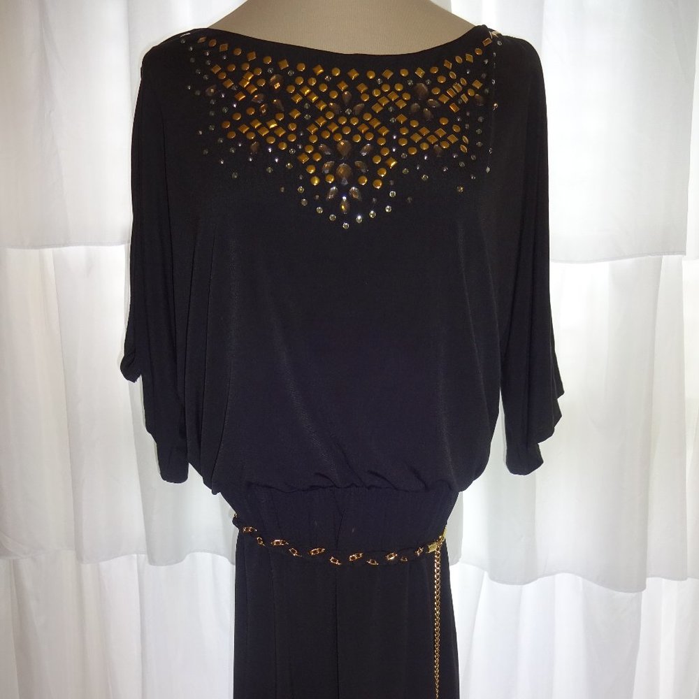 NWOT Black Thalia Sodi Blousen Dress Belt L Studs